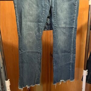 KanCan Straight Leg Frayed Hem Jeans - Blue